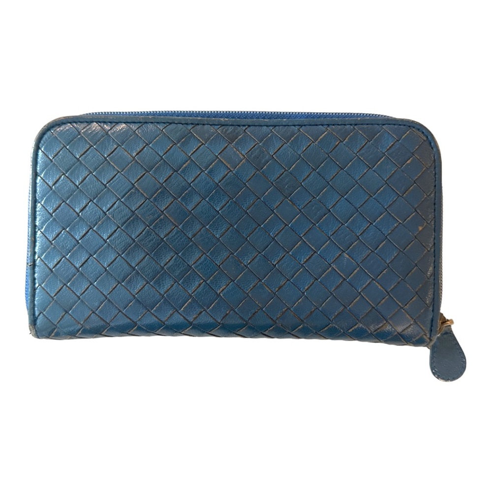 Bottega veneta blue zip wallet